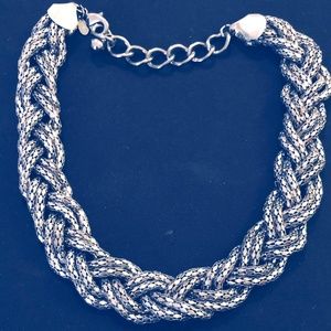 Silver Braided Necklace- Fashion Jewelry